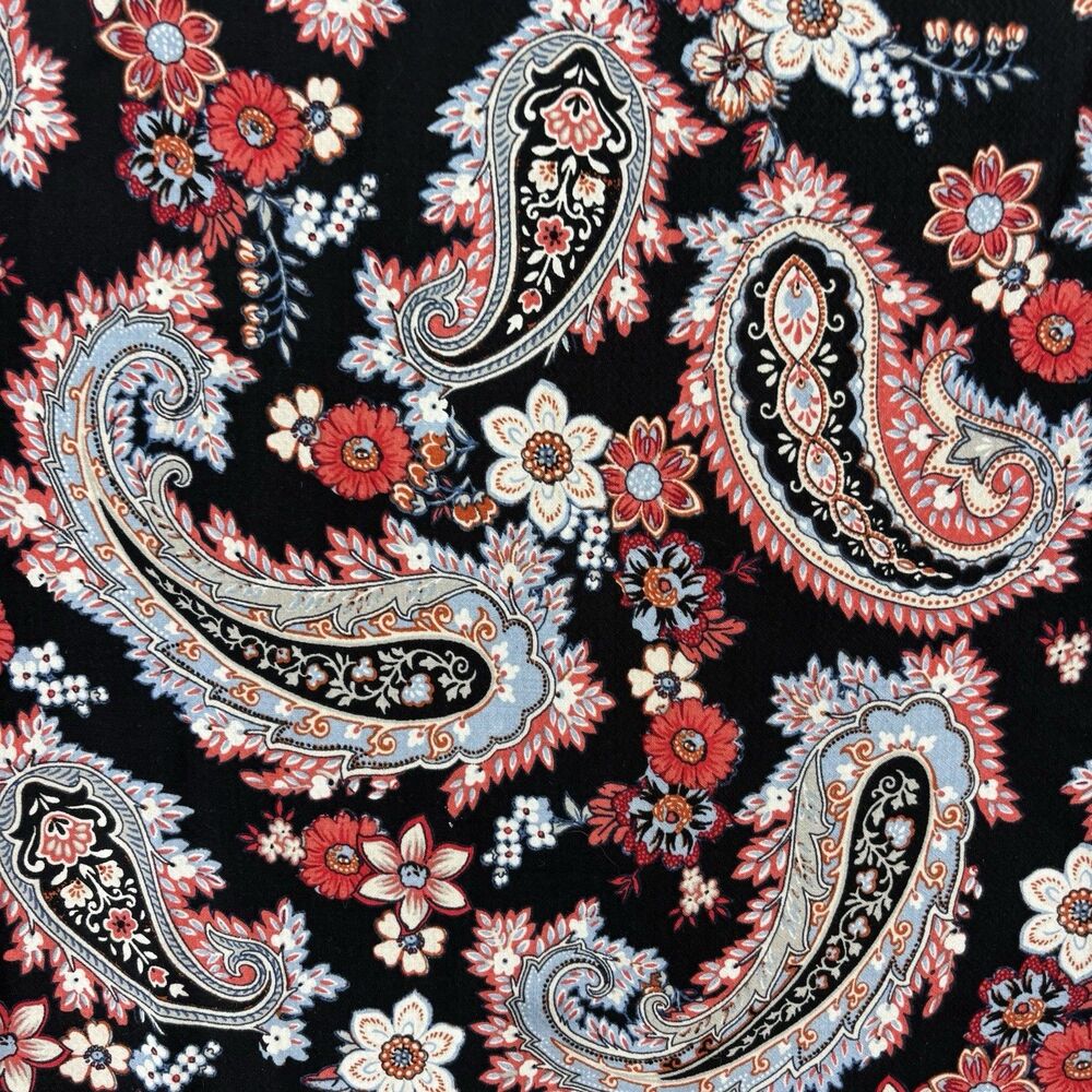J. Jill Womens Black Floral Paisley Dress Sz L Lightweight Summer Preppy Boho - Picture 3 of 13